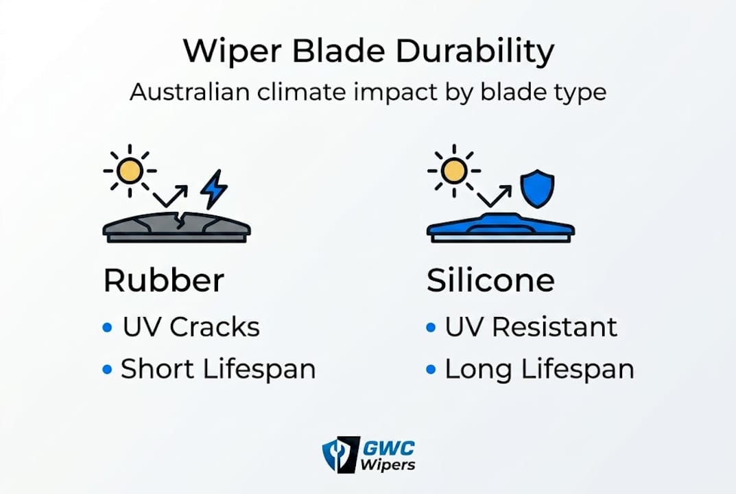 Infographic comparing rubber and silicone blade durability