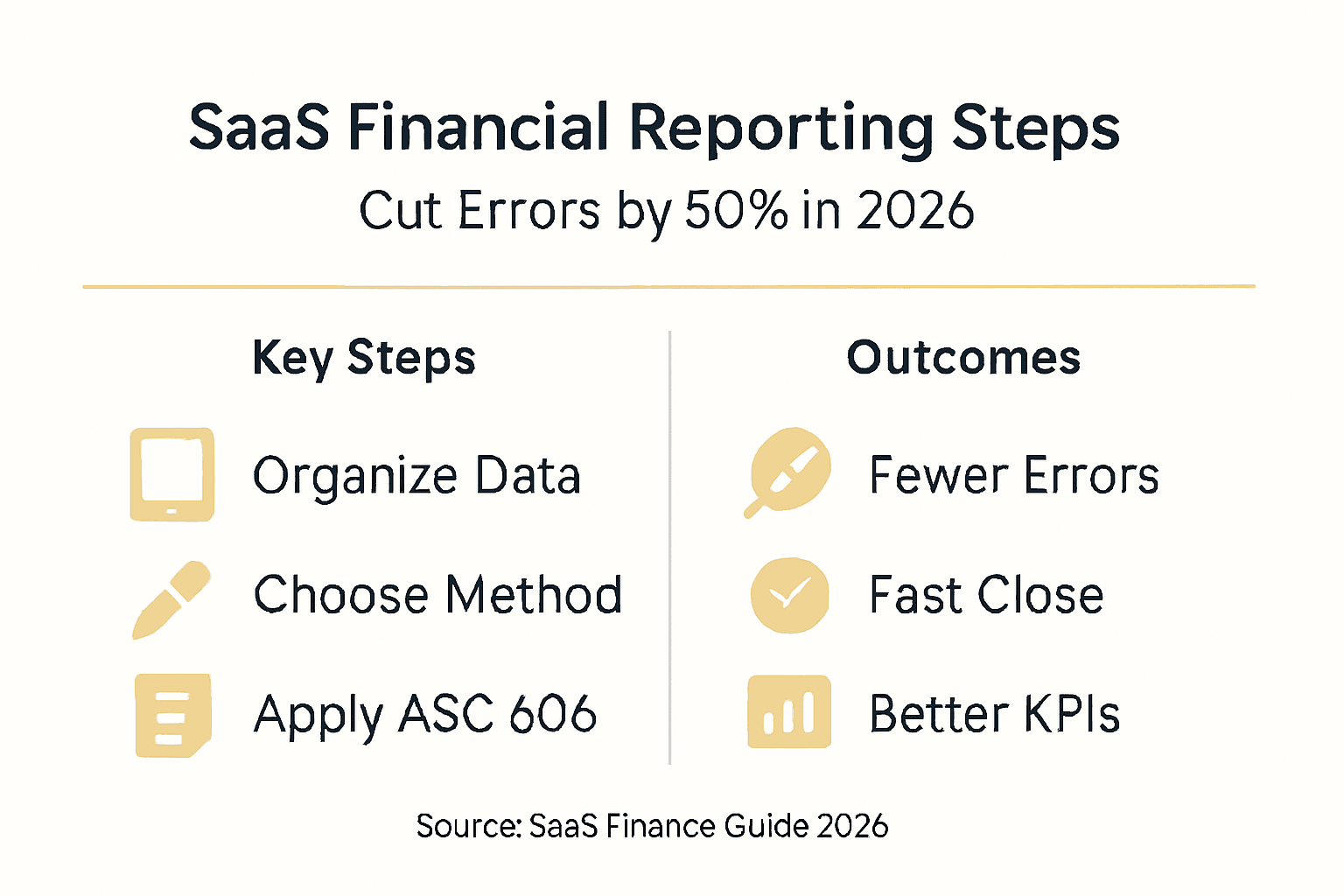 Infographic of SaaS financial reporting steps and results