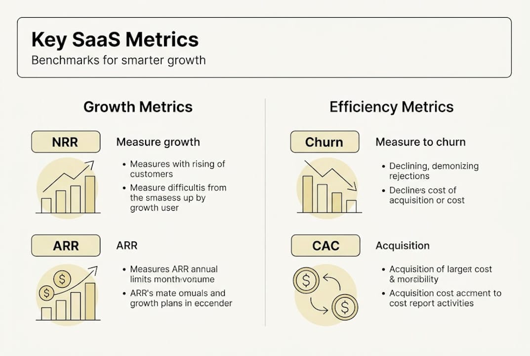 Infographic showing SaaS metrics key benchmarks