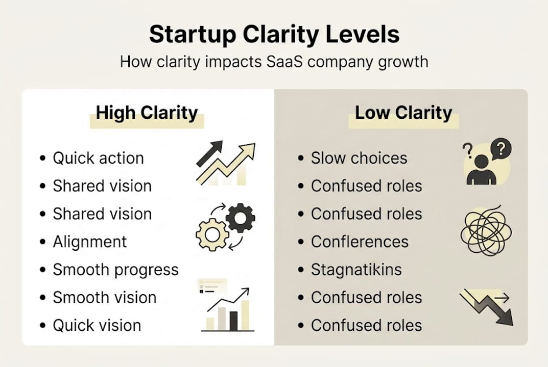Infographic shows high vs low clarity in startups