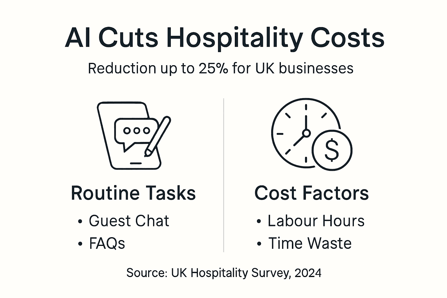Infographic showing how AI reduces hospitality costs