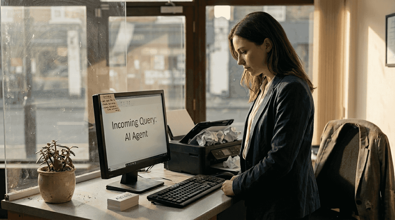 Receptionist checking appointments at computer
