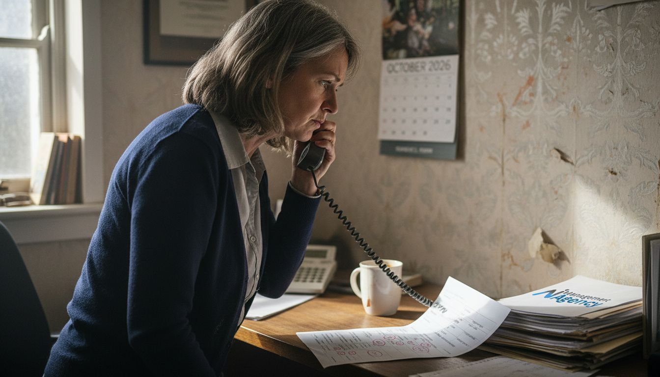 Manager reviewing AI phone transcript with errors