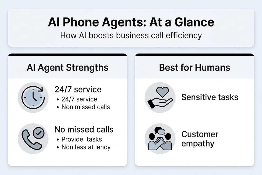 Infographic summarising AI phone agent strengths