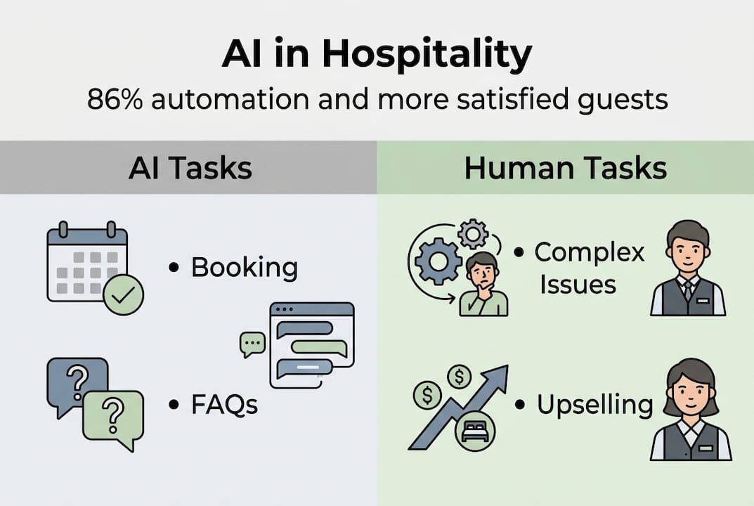 Infographic showing AI and human hospitality tasks