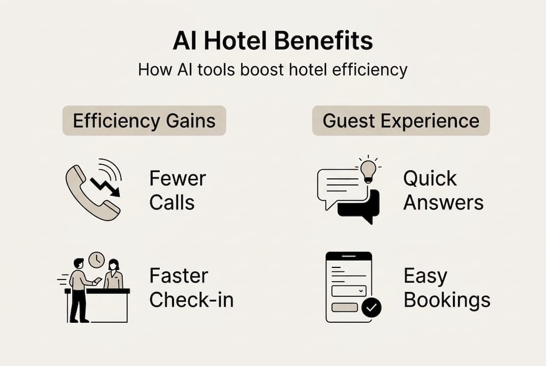 Infographic AI hotel benefits and features summary