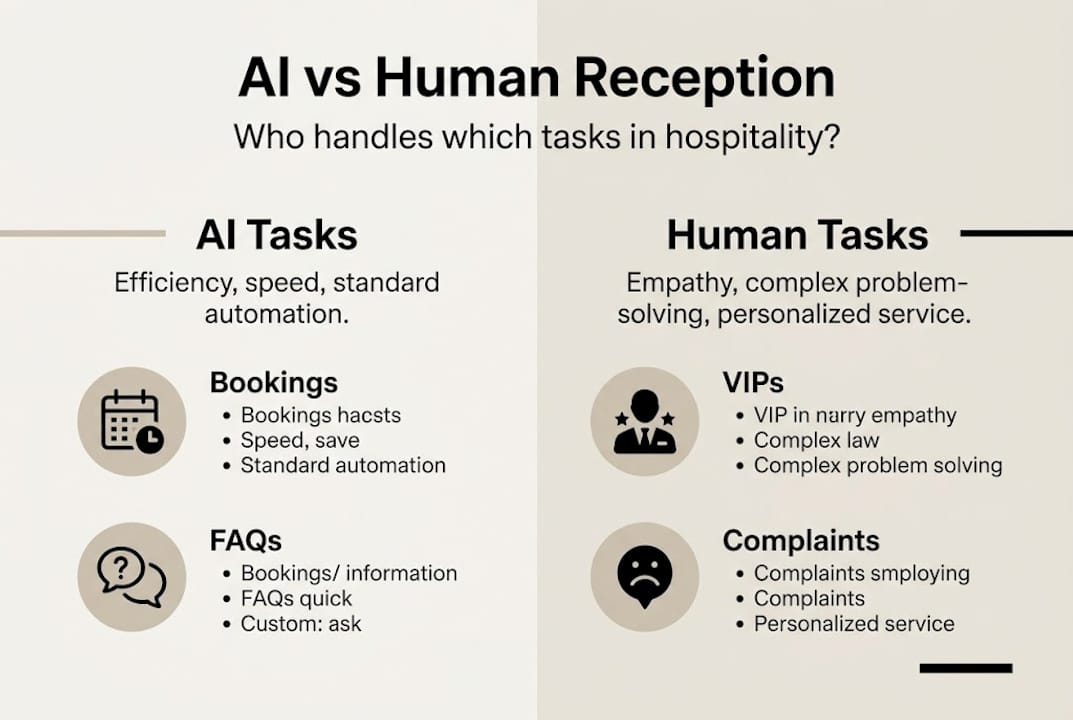 Infographic comparing AI and human reception tasks