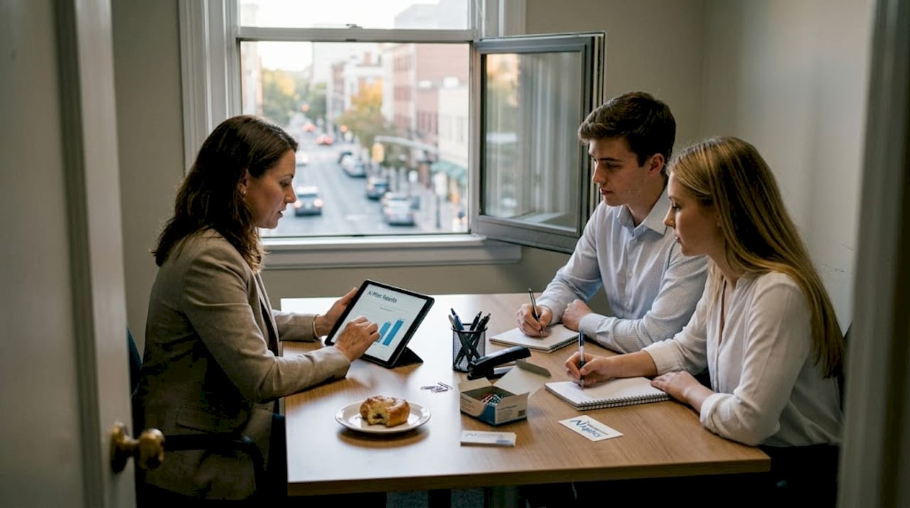 Hotel sales team discussing AI pilot results