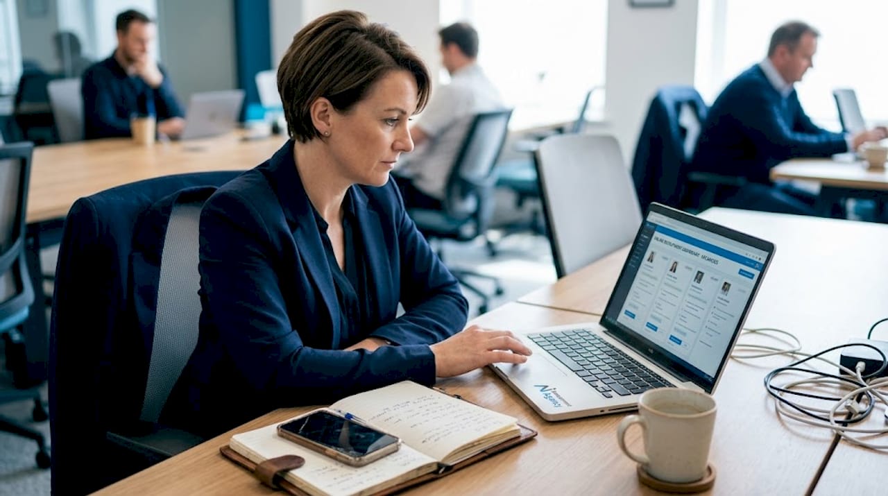 SME owner using AI recruitment dashboard