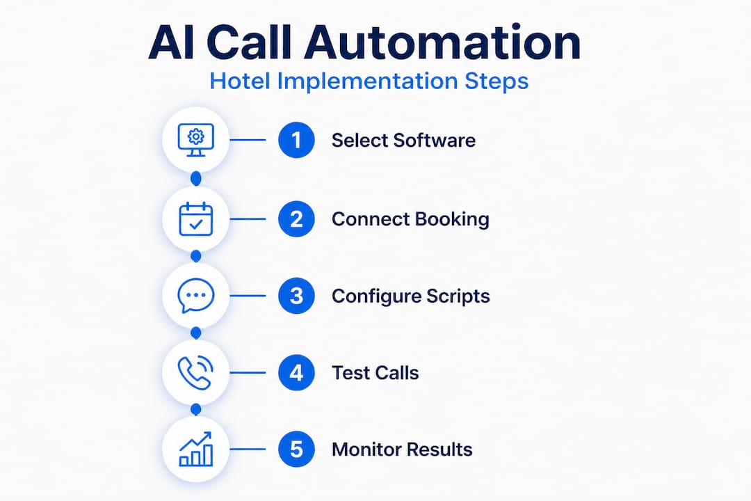 Infographic hotel call automation steps vertical flow