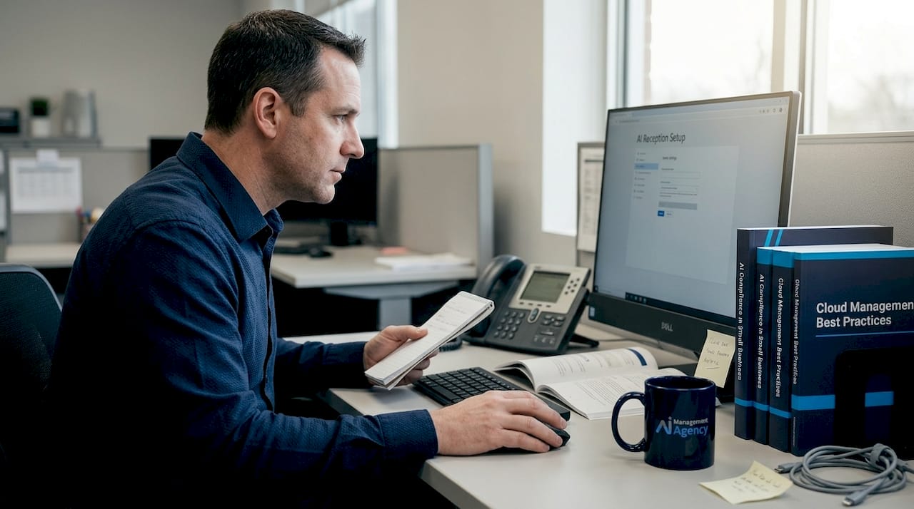 IT manager configuring AI receptionist software