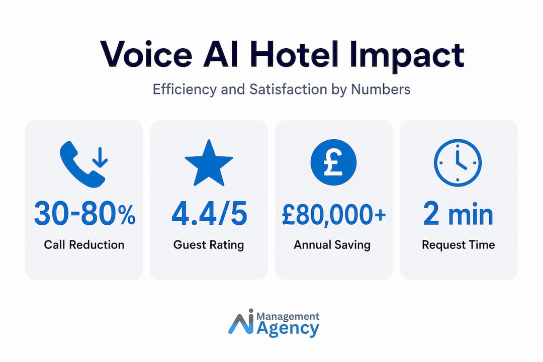 Infographic showing hotel voice AI ROI and benefits