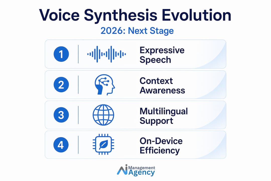 Infographic showing stages of voice synthesis evolution