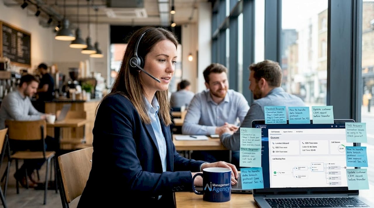 Support agent using AI voice phone system