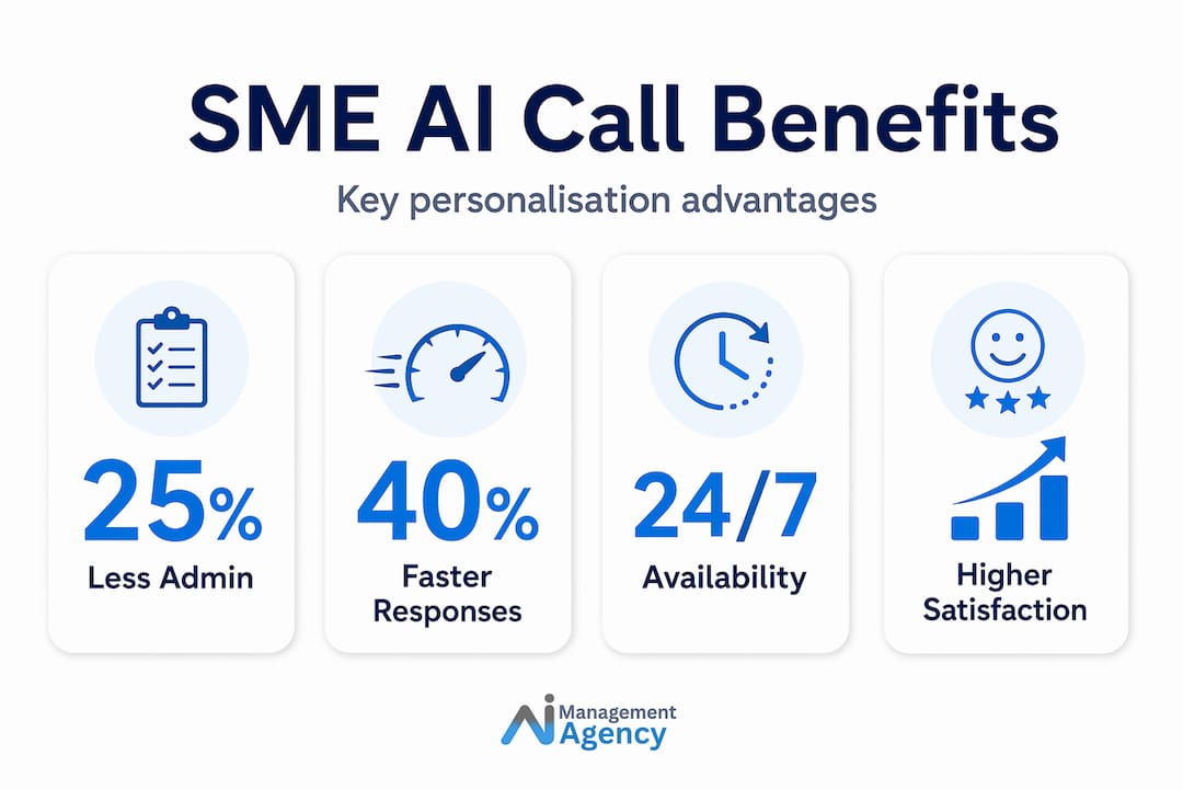 Infographic showing main benefits of AI personalisation for SMEs
