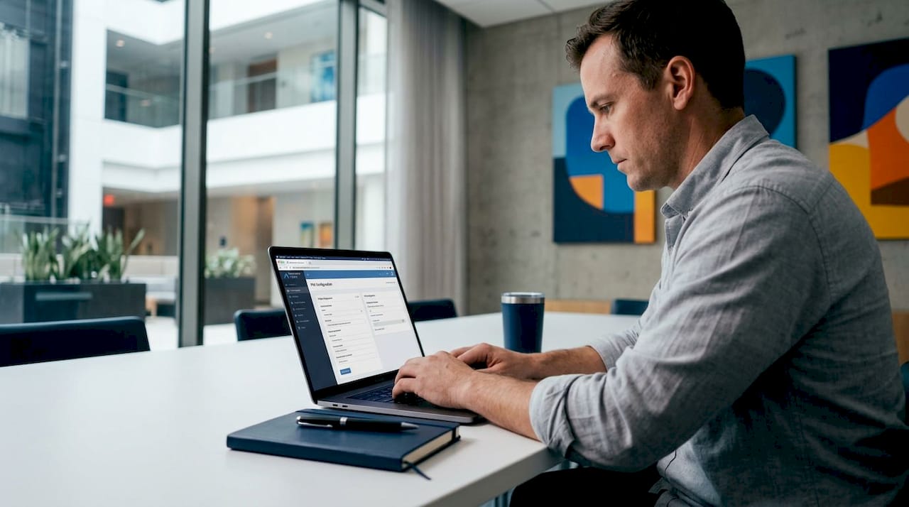 Hotel IT manager configuring AI system integrations