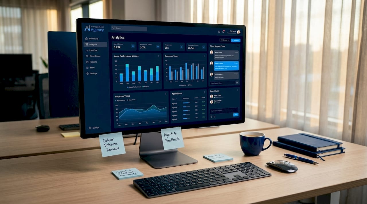 Virtual agent interface on office monitor