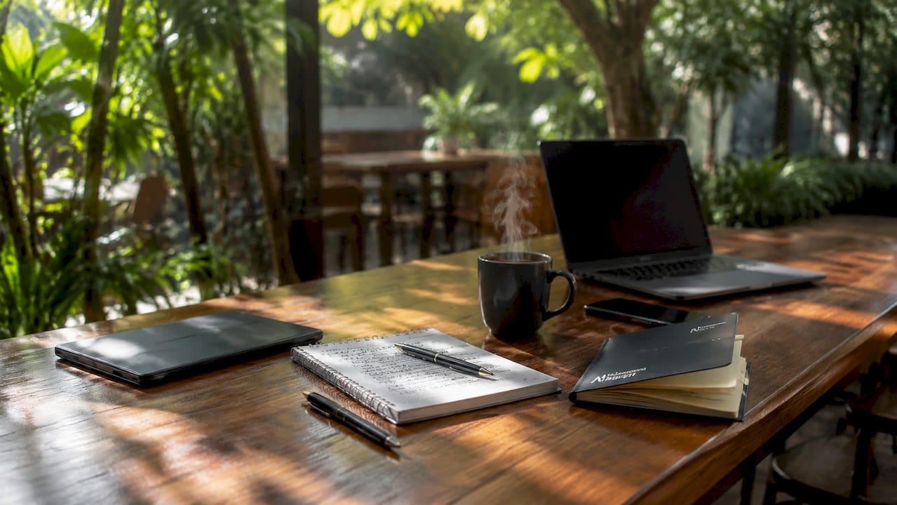 Workspace with digital tools representing assistant types