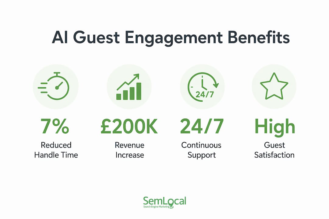 Infographic showing key benefits of AI guest engagement in UK hotels