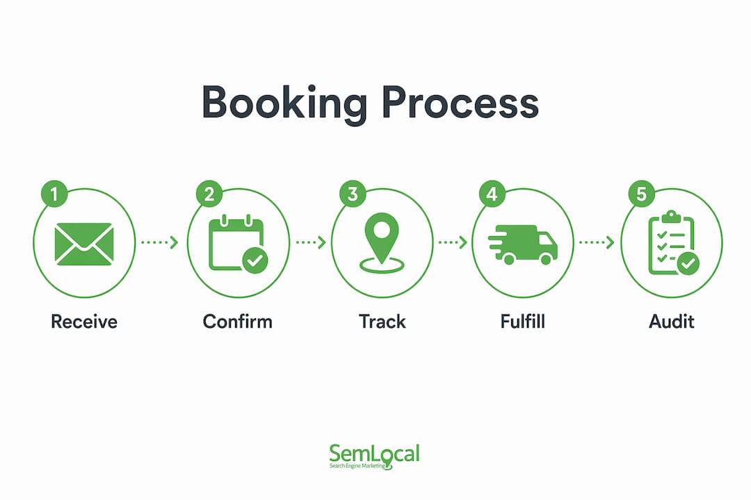 Infographic illustrating hotel booking management steps