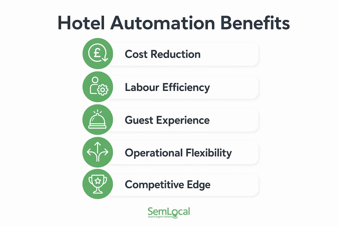 Infographic outlining key benefits of hotel automation