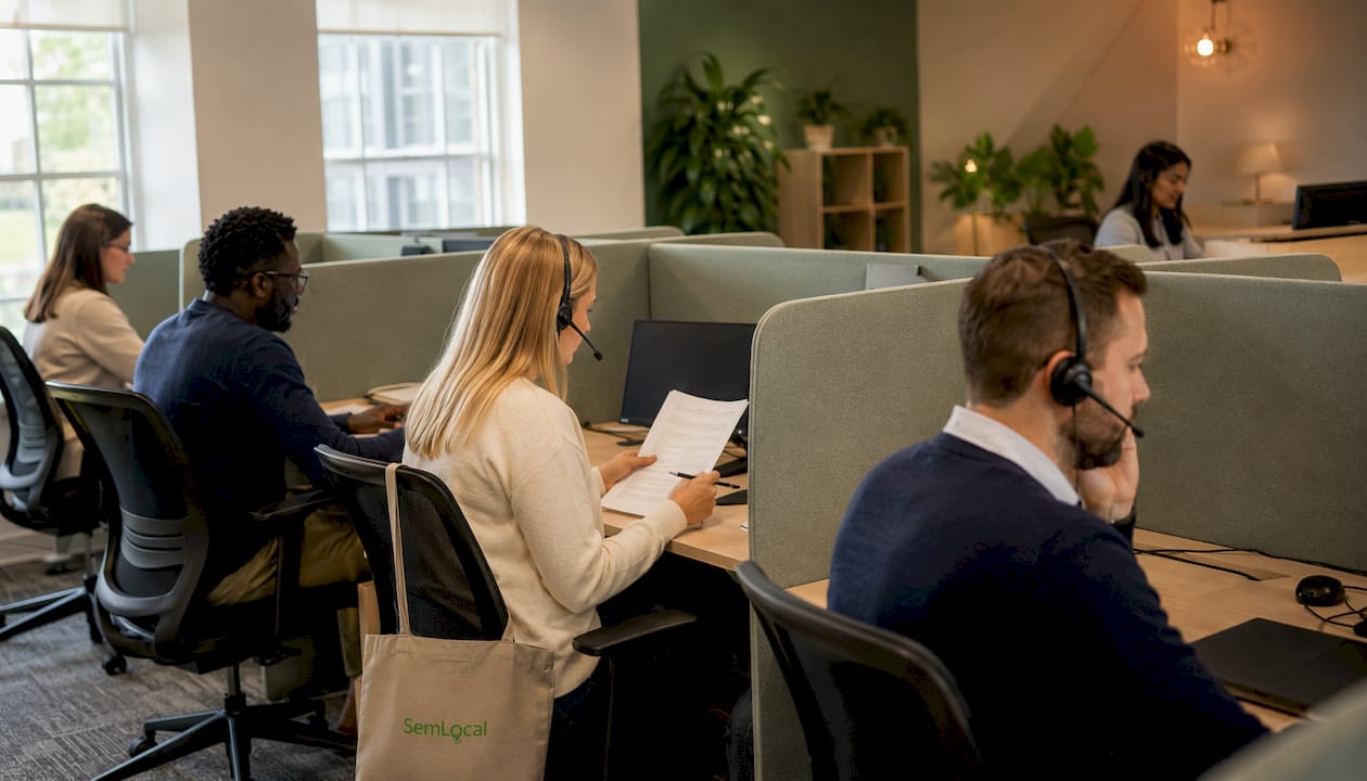 Small UK call centre agents actively taking calls