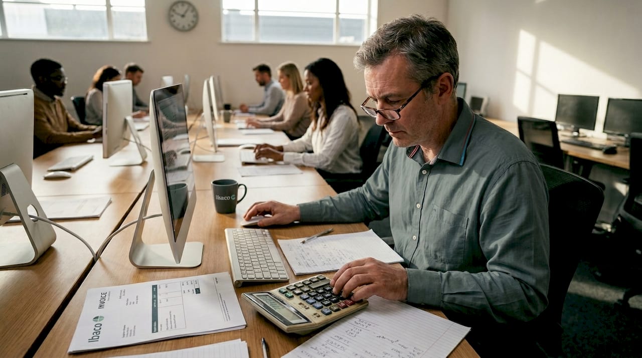 Candidate completes practical skills test in office