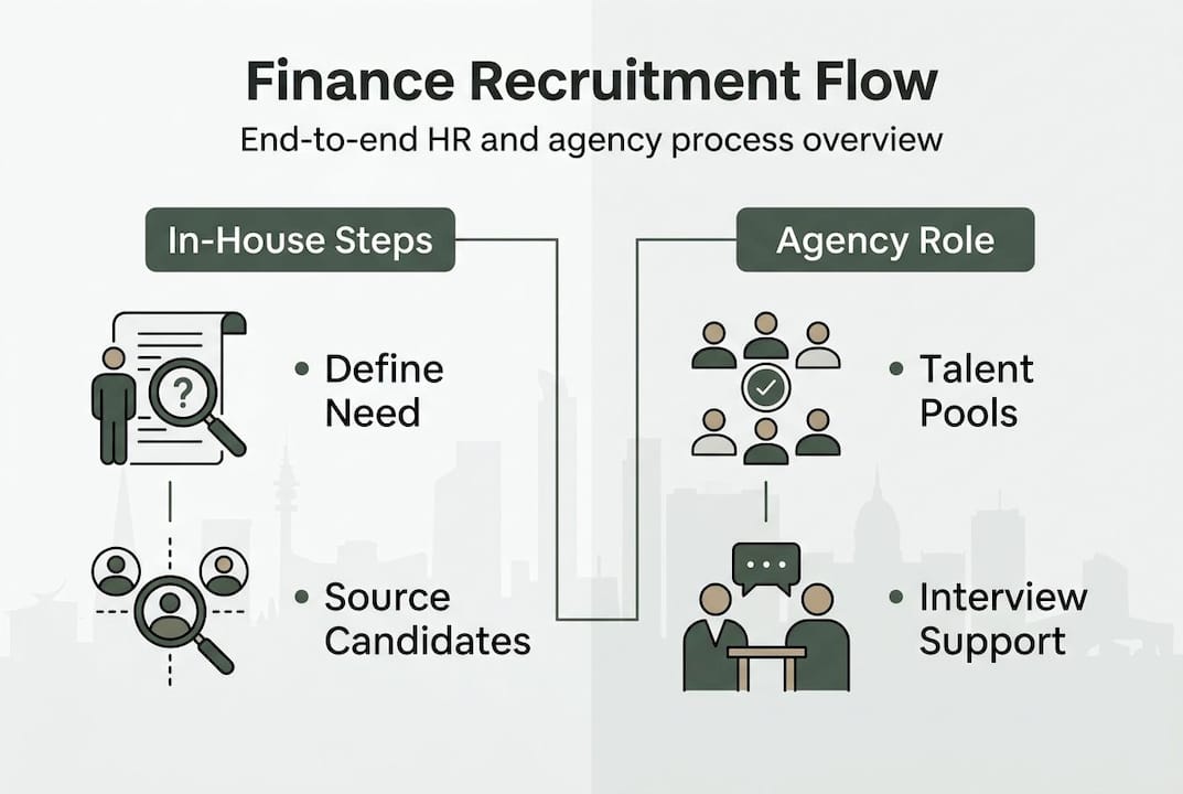 Infographic of finance recruitment stages and roles