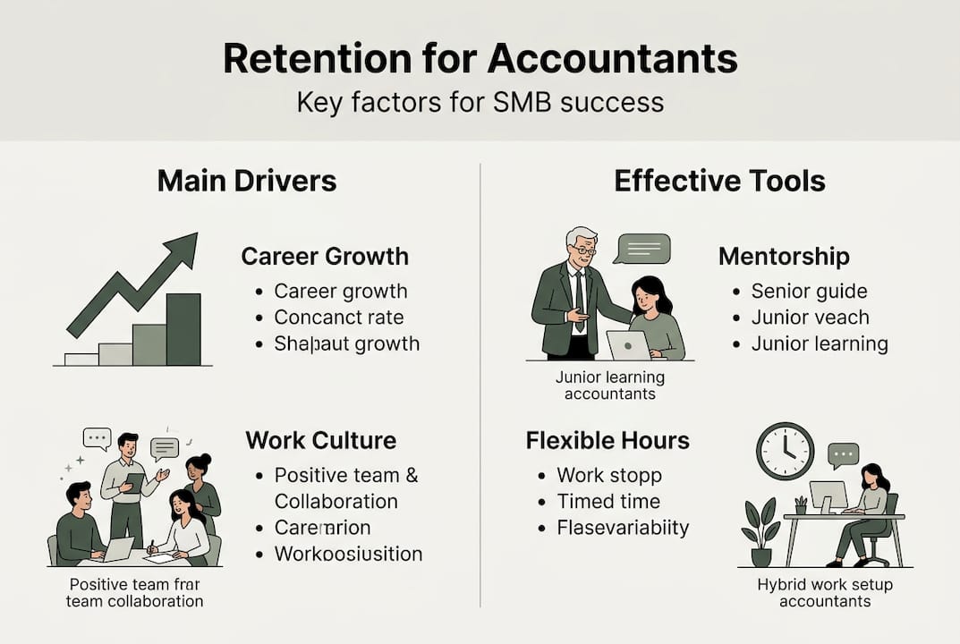 Infographic summarizing retention factors and tools