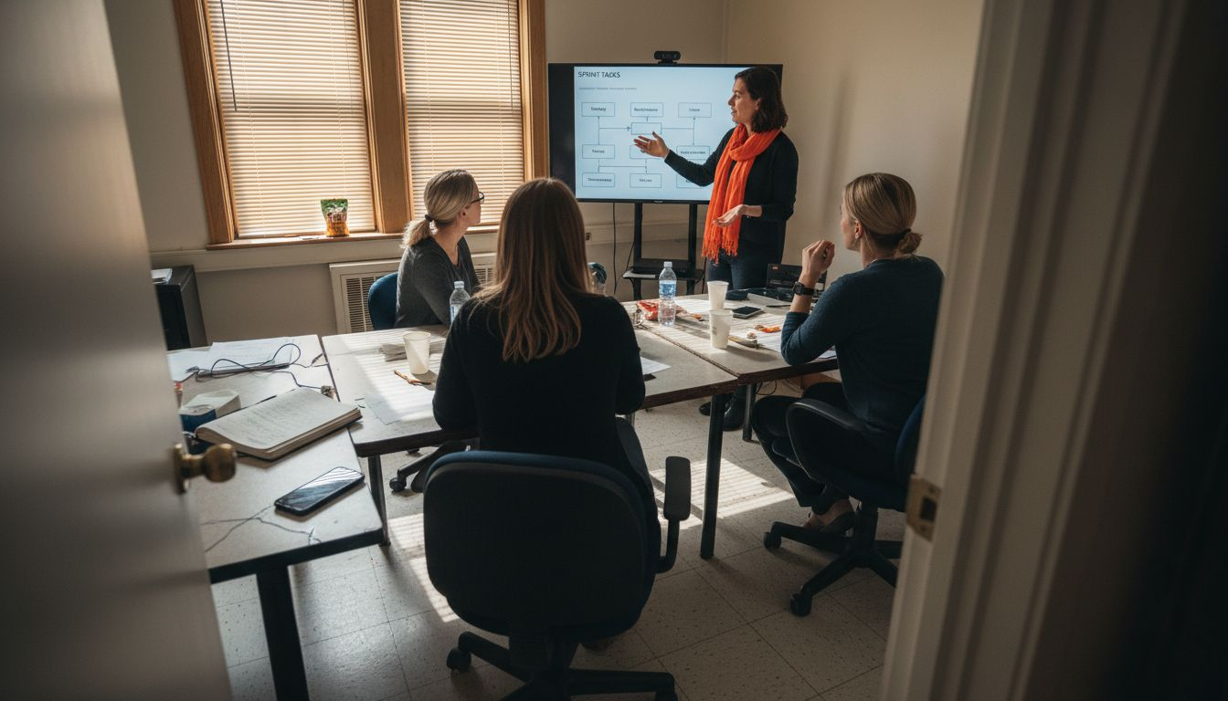 Development team reviewing roles workflow