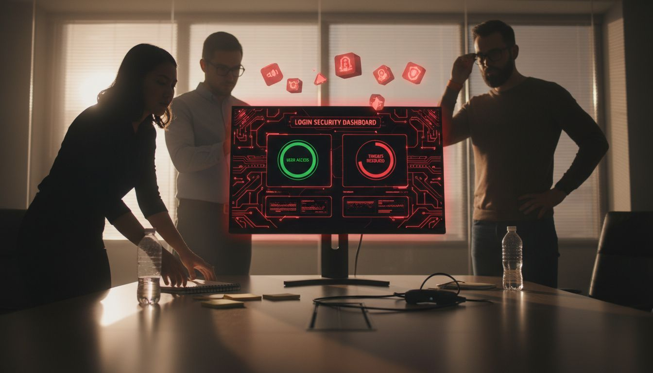 IT team reviews security dashboard together