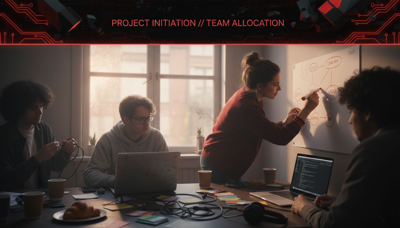 Manager defining roles with team chart