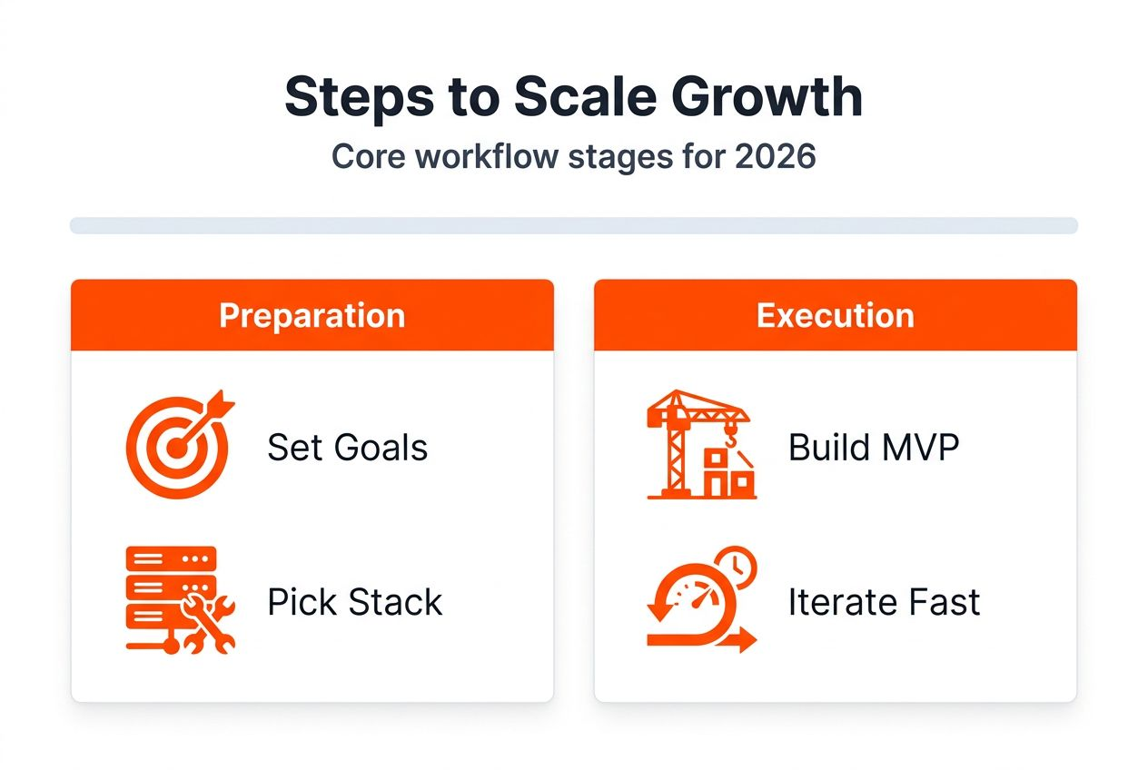 Infographic listing key workflow steps for scaling business