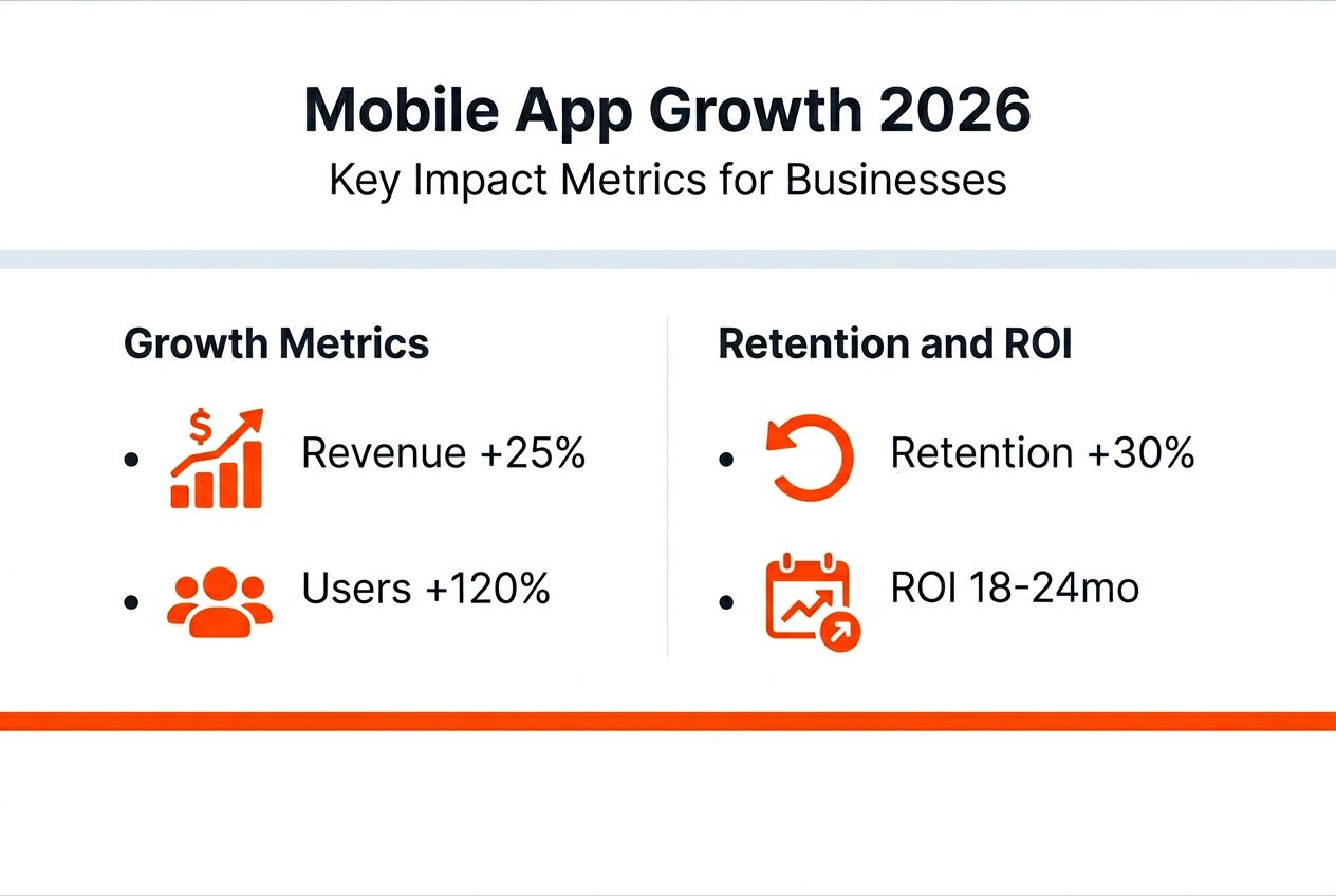 Infographic showing mobile app growth metrics