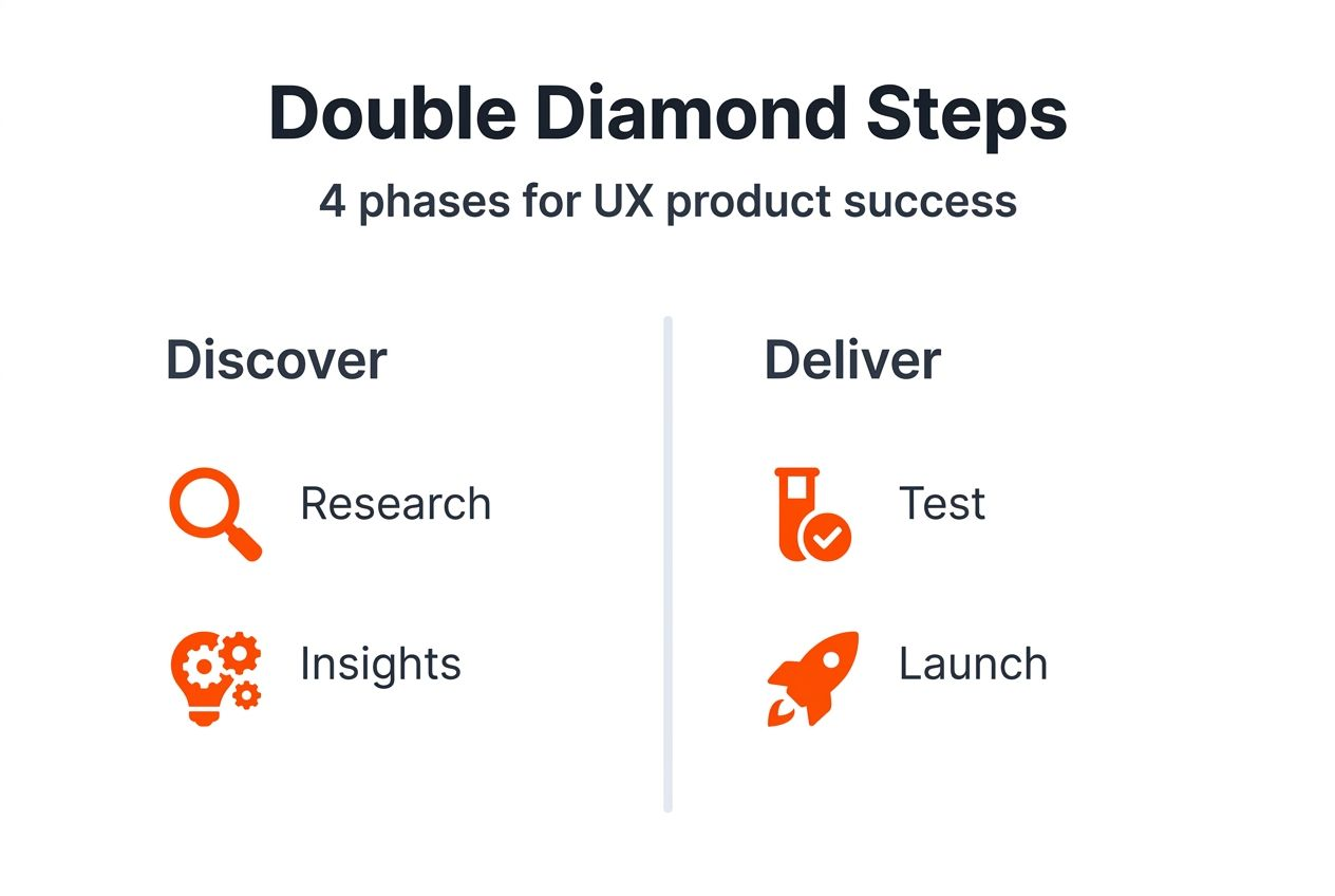 Infographic showing Double Diamond UX process phases