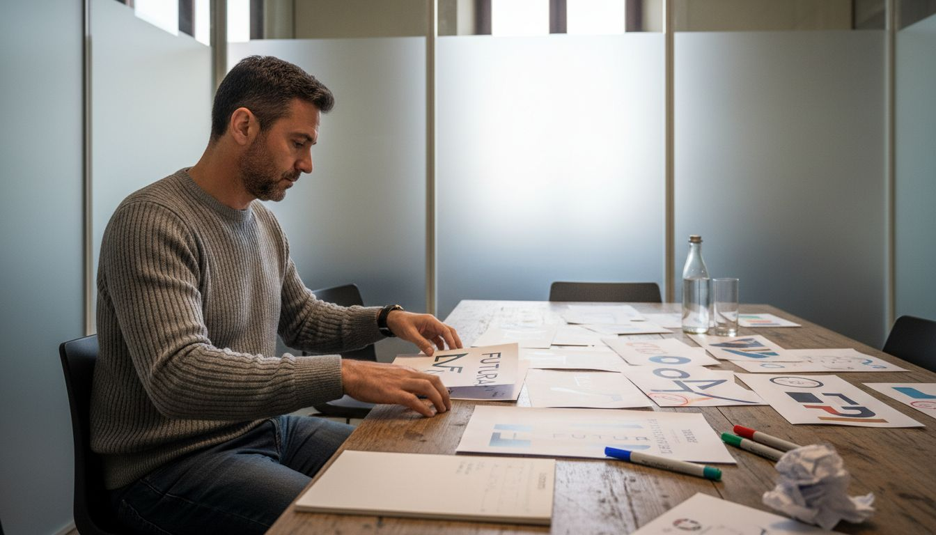 Il responsabile del brand sta valutando le proposte di logo.