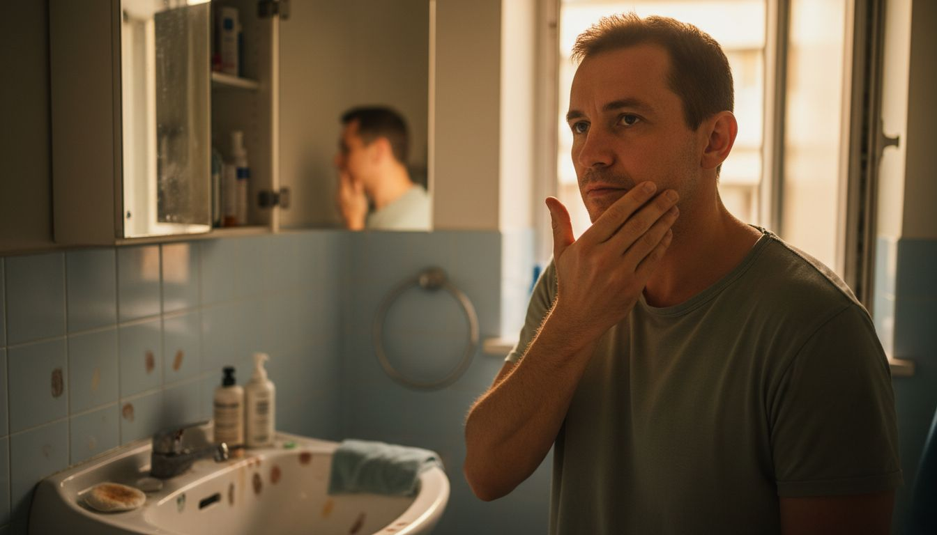 Man applying serum for skin tone