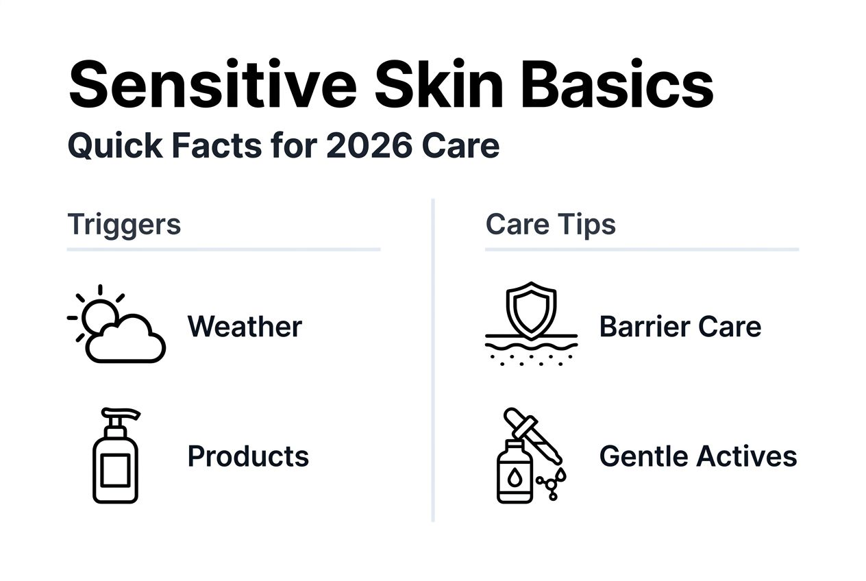 Infographic outlining sensitive skin triggers and care tips