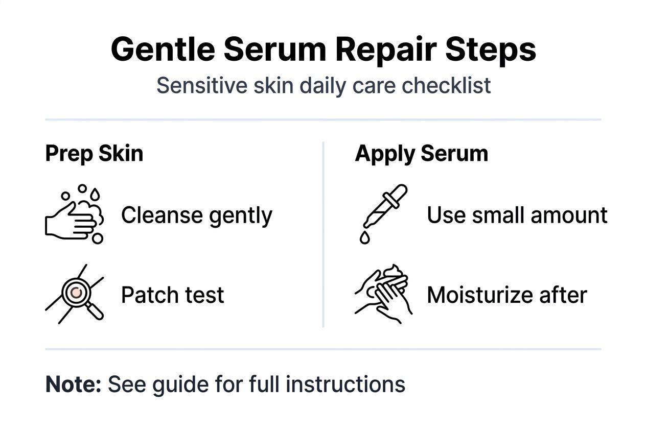 Infographic of gentle serum steps for sensitive skin