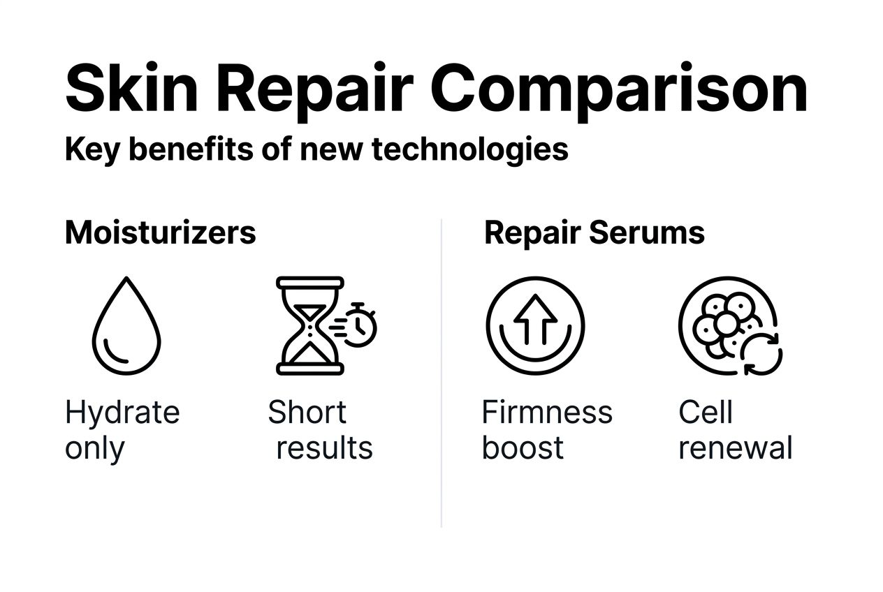 Infographic comparing skin repair approaches