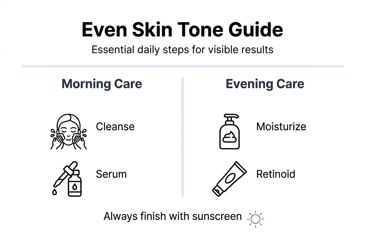 Infographic showing daily skin tone routine