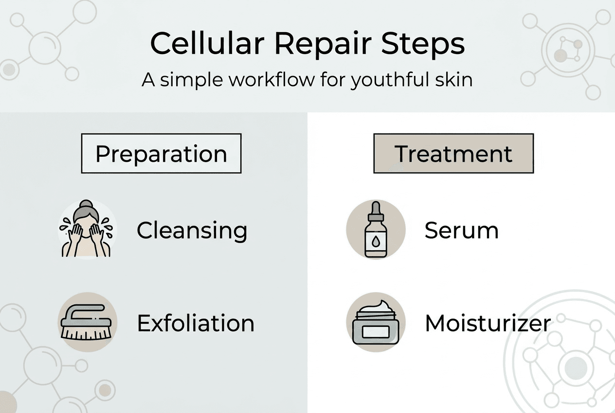 Infographic of skin repair workflow steps