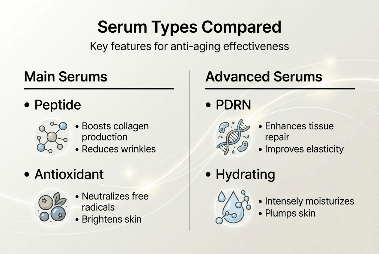 Infographic comparing types of anti-aging serums