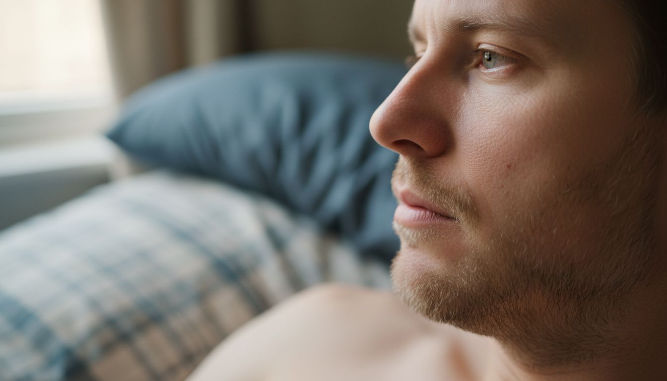 Close-up of dry sensitive skin on man’s cheek