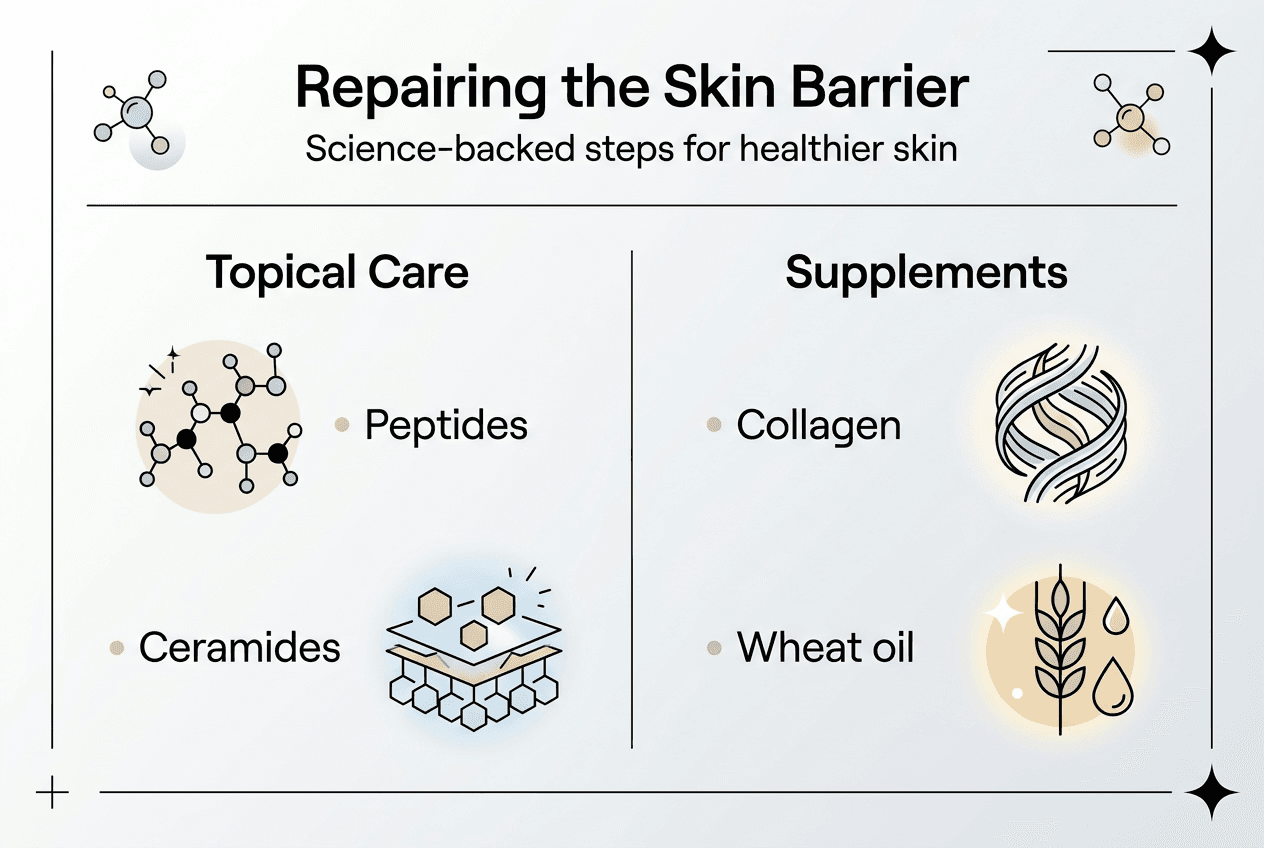 Infographic skin barrier repair topical and supplement steps