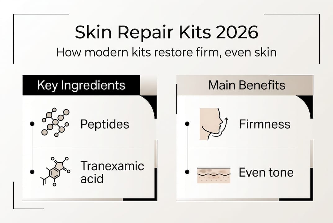 Infographic showing skin repair kit ingredients and benefits