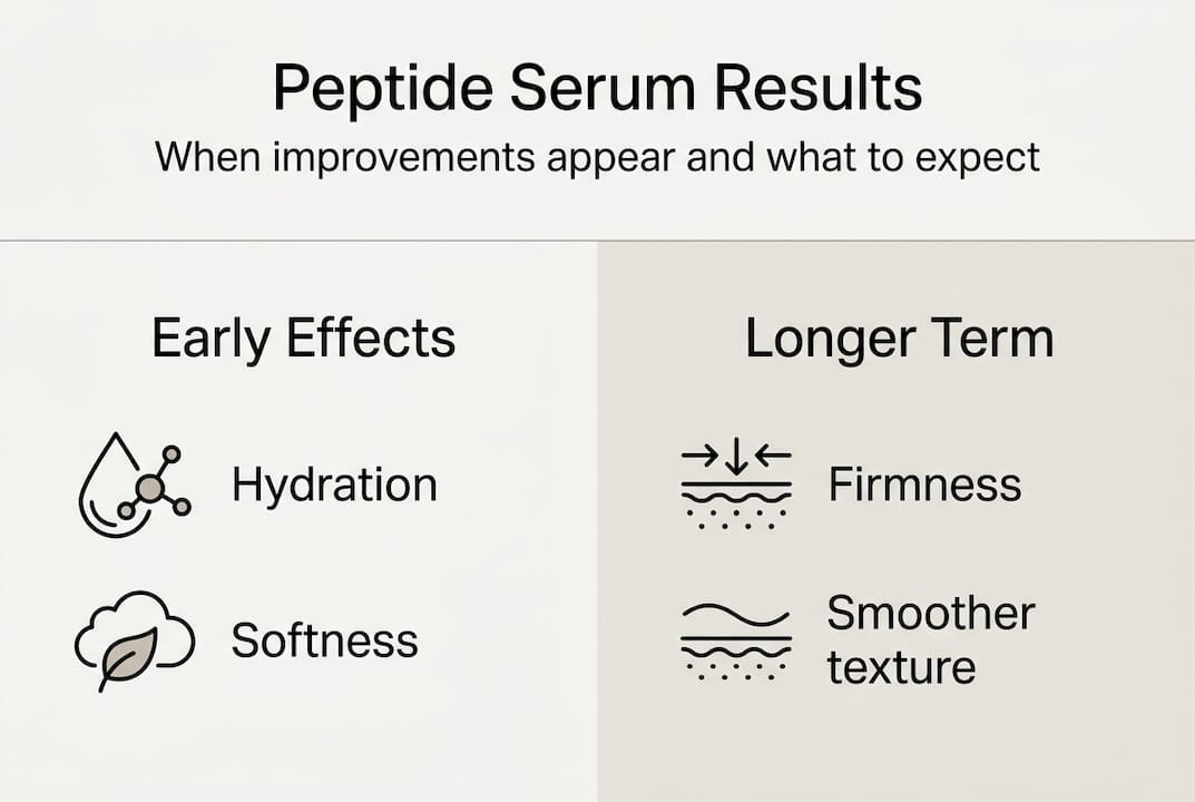 Infographic showing peptide serum results timeline