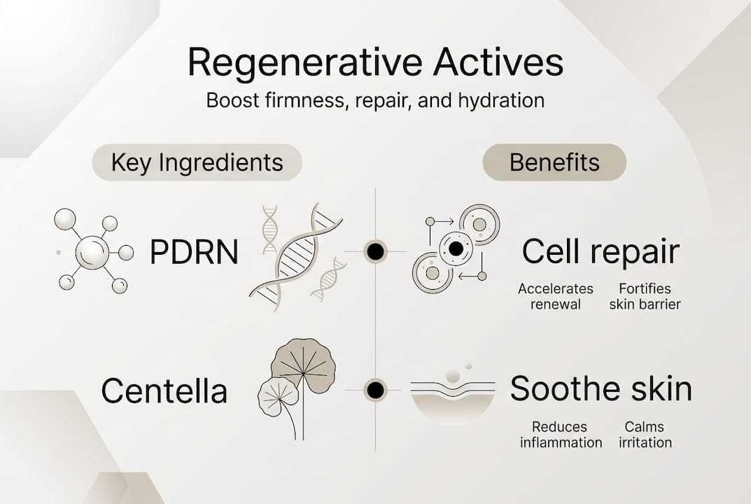 Infographic of key regenerative skincare actives and benefits