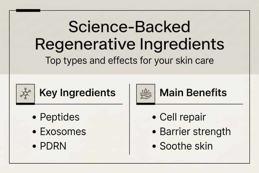 Infographic showing top regenerative skincare ingredients and benefits
