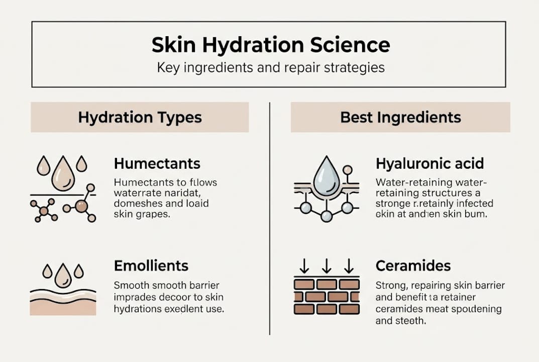 Infographic with hydration types and key ingredients